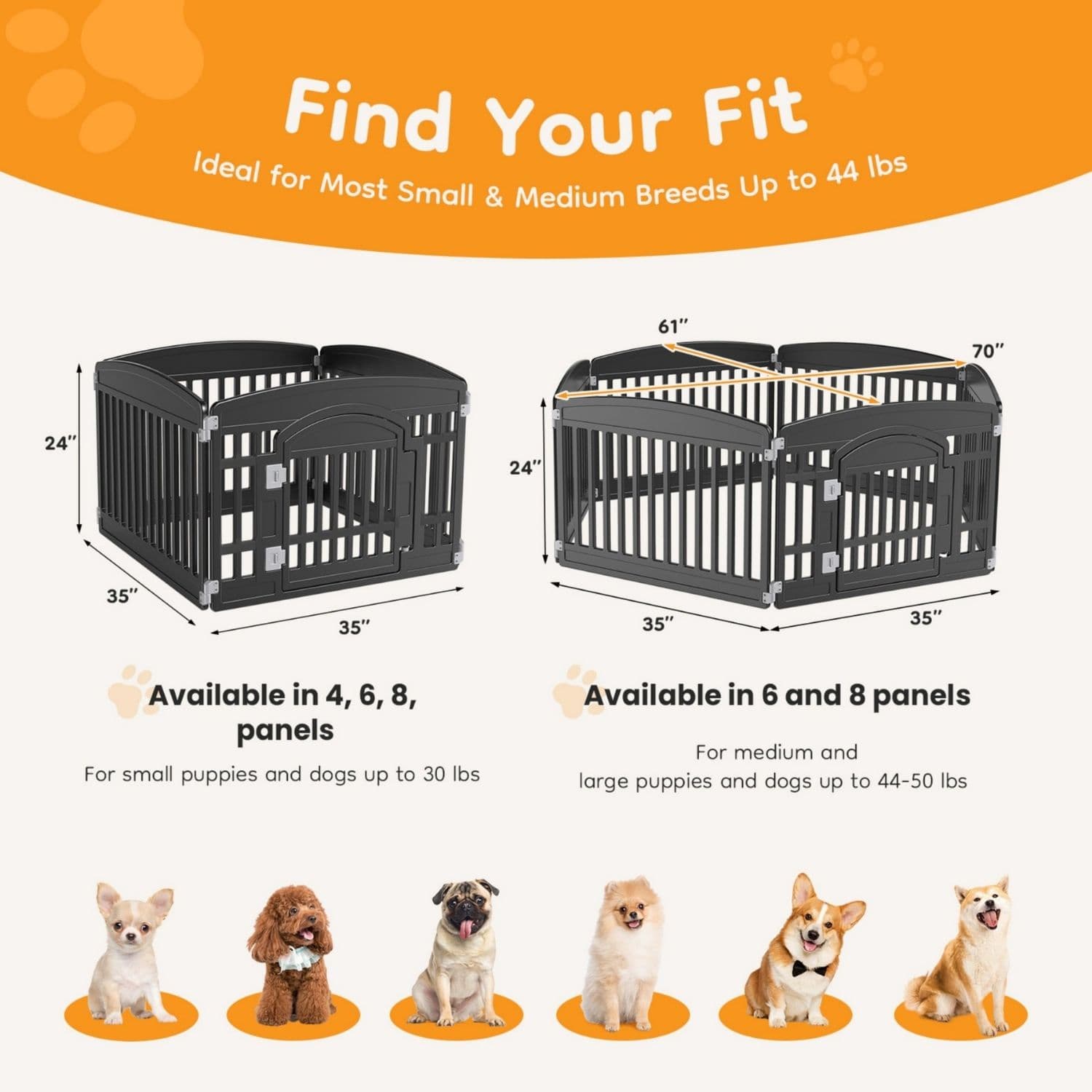 Dog Playpen Safe & Secure Indoor-Outdoor Pet Fence -Folding & Portable Ideal For Small To Medium Dogs - Easy To Clean
