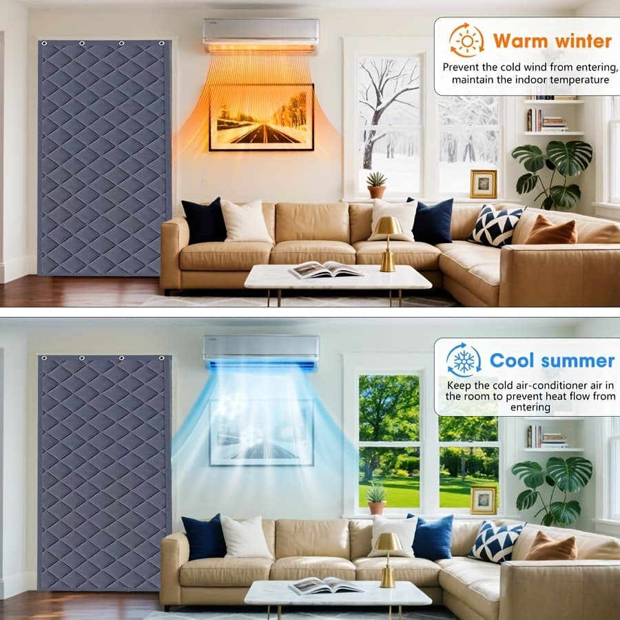 Winter Magnetic Quilted Door Curtain, Hook-style For Easy Installation, Windproof And Cold-resistant, Keeps Heat In, Suitable For RVs, Home Entrances, Garages, Porches, And More, Providing Warmth, Lig