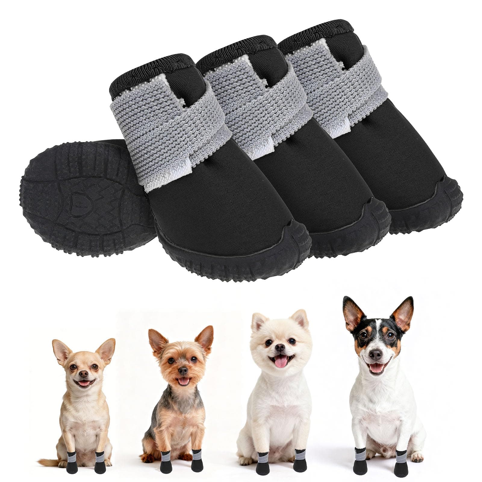 Dog Shoes Small Size Dogs,Breathable Summer Dog Booties & Paw Protectors For Hot Pavement,Anti-Slip Sole Puppy Dog Boots For Hardwood Floors, Outdoor Walking Running,Maltese Yorkie Chihuahua