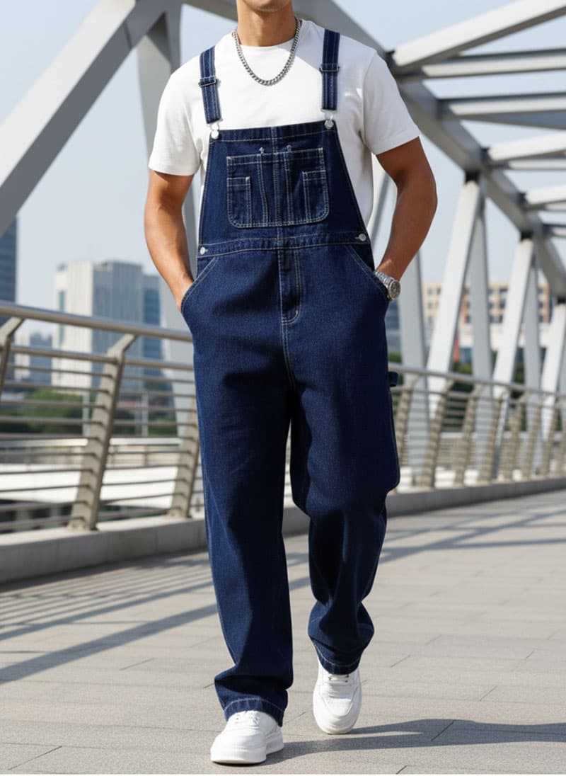 Big And Tall Mens Denim Bib Overalls Plus Size Loose Straight Leg Multi Pocket Workwear US Stock