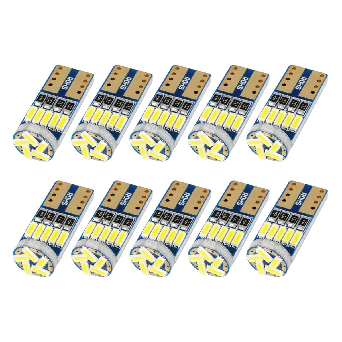 10Pcs White LED Interior Dome Map License Light Bulb T10 2825 168 194 W5W CANBUS