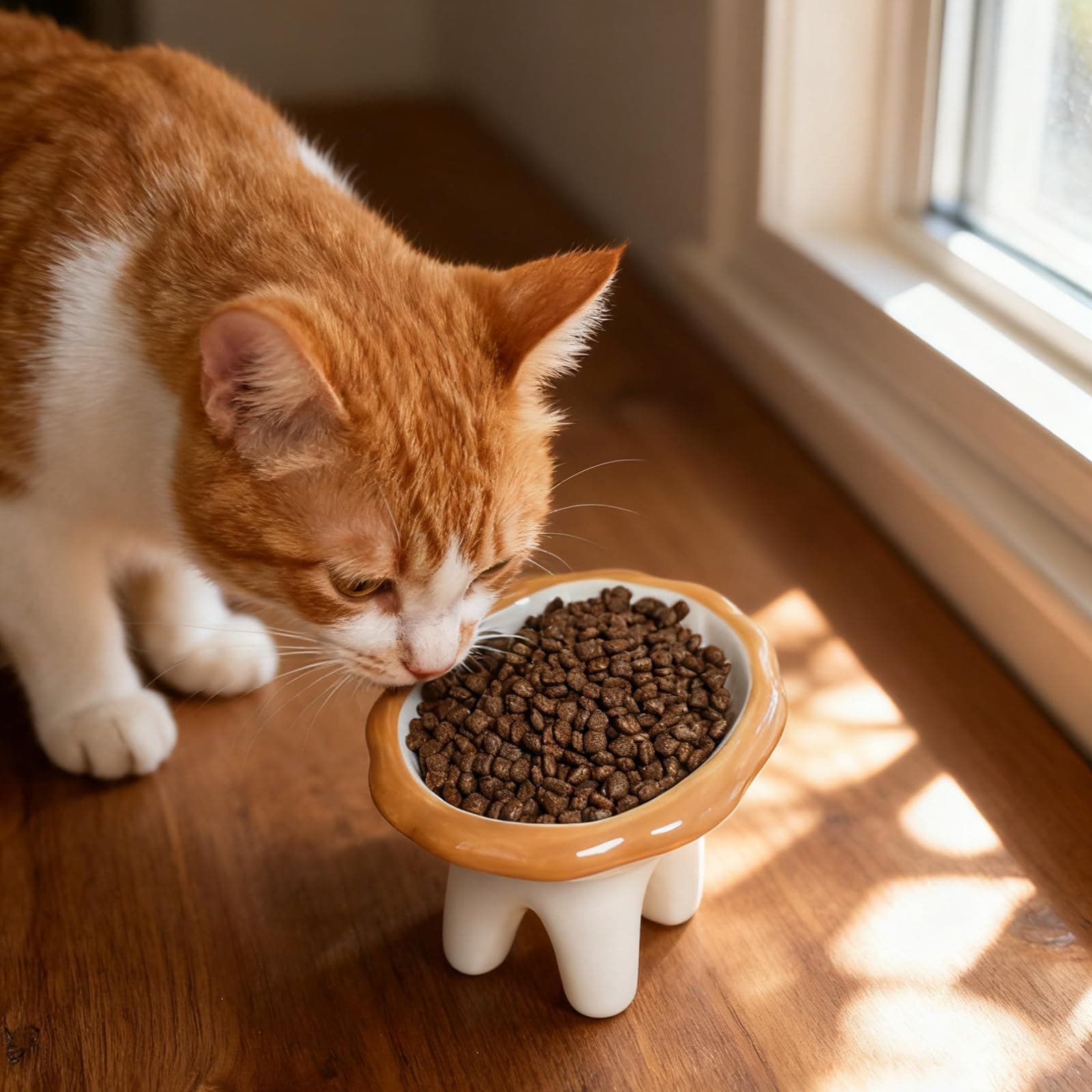 Cute Highland Cow Design Elevated Cat Bowl,Catoon Animal Dish Tilted Ceramic Pet Food Dish, Anti-Vomit For Cats Dogs, Wide Mouth, Holds 150g Kibble