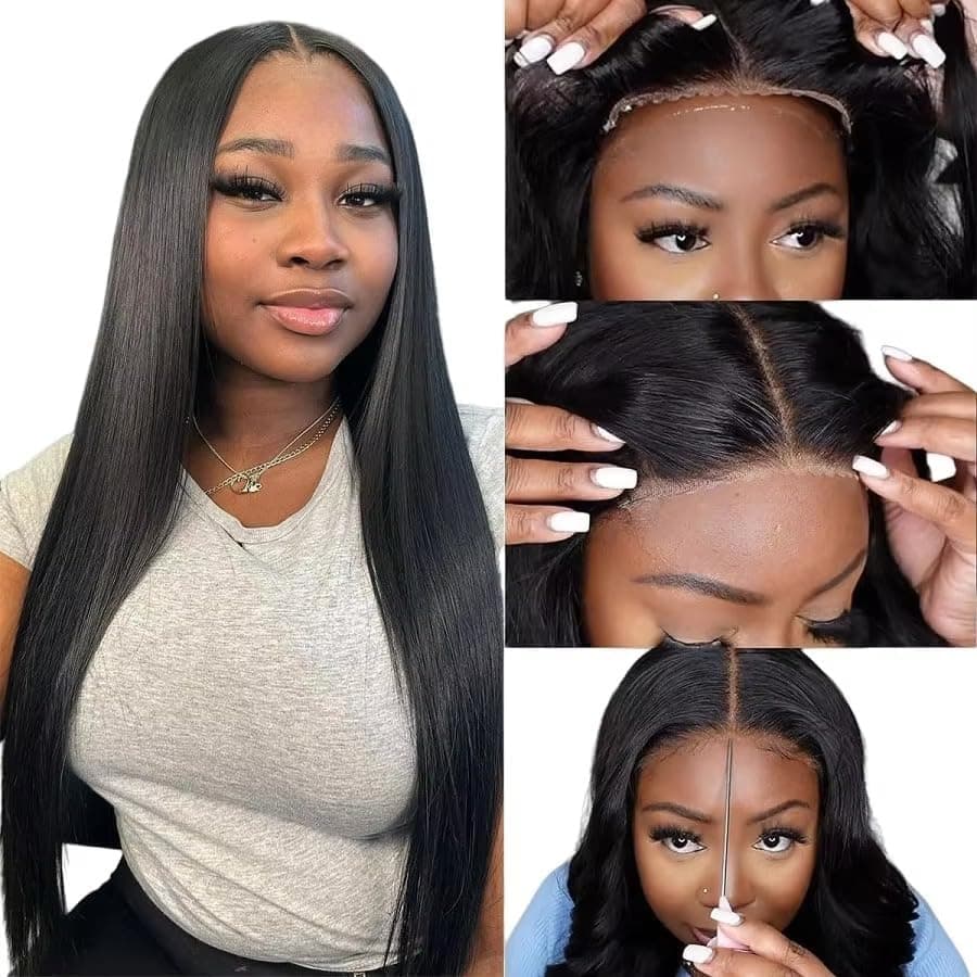 4x6 Lace Front Human Hair Wig, Straight, Natural Color, Density
