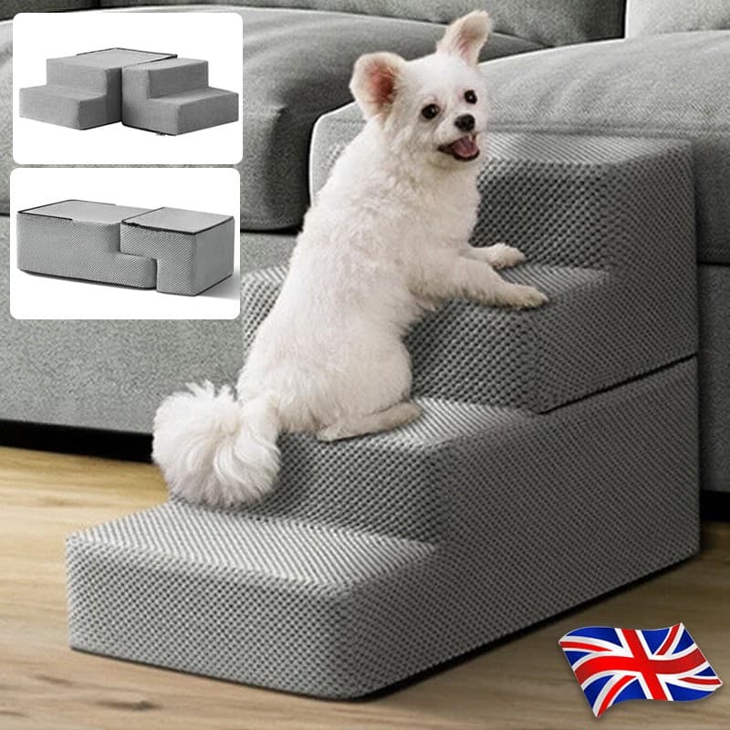 Dog Stairs Pet 4 Steps For Bed Sofa Cats Ladder Ramp With Removable Cover