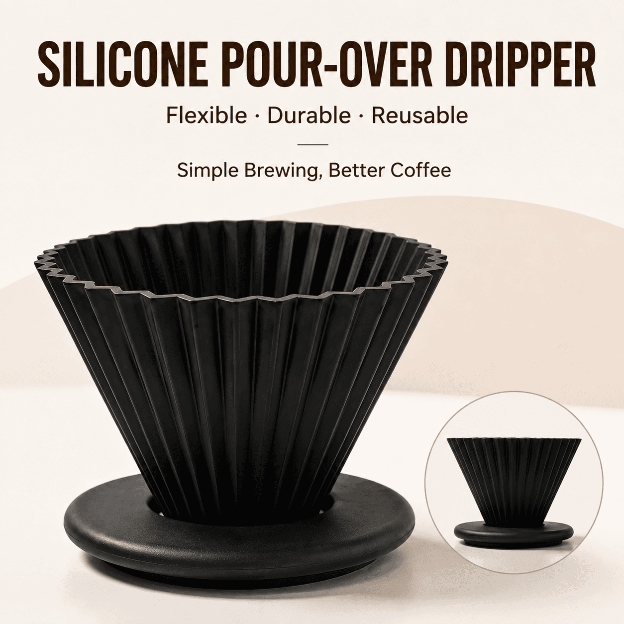 Reusable Silicone Pour Over Coffee Dripper Portable Cone Coffee Filter Holder With Non Slip Base For Home Camping And Travel