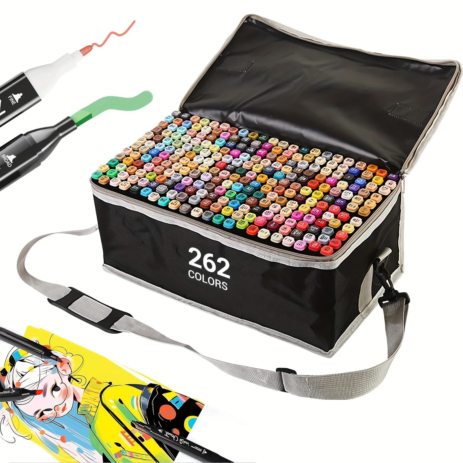 262 Color Dual-Tip Marker Set Quick-Dry Sketching Markers For Painting Professional Drawing Pens Art Supplies