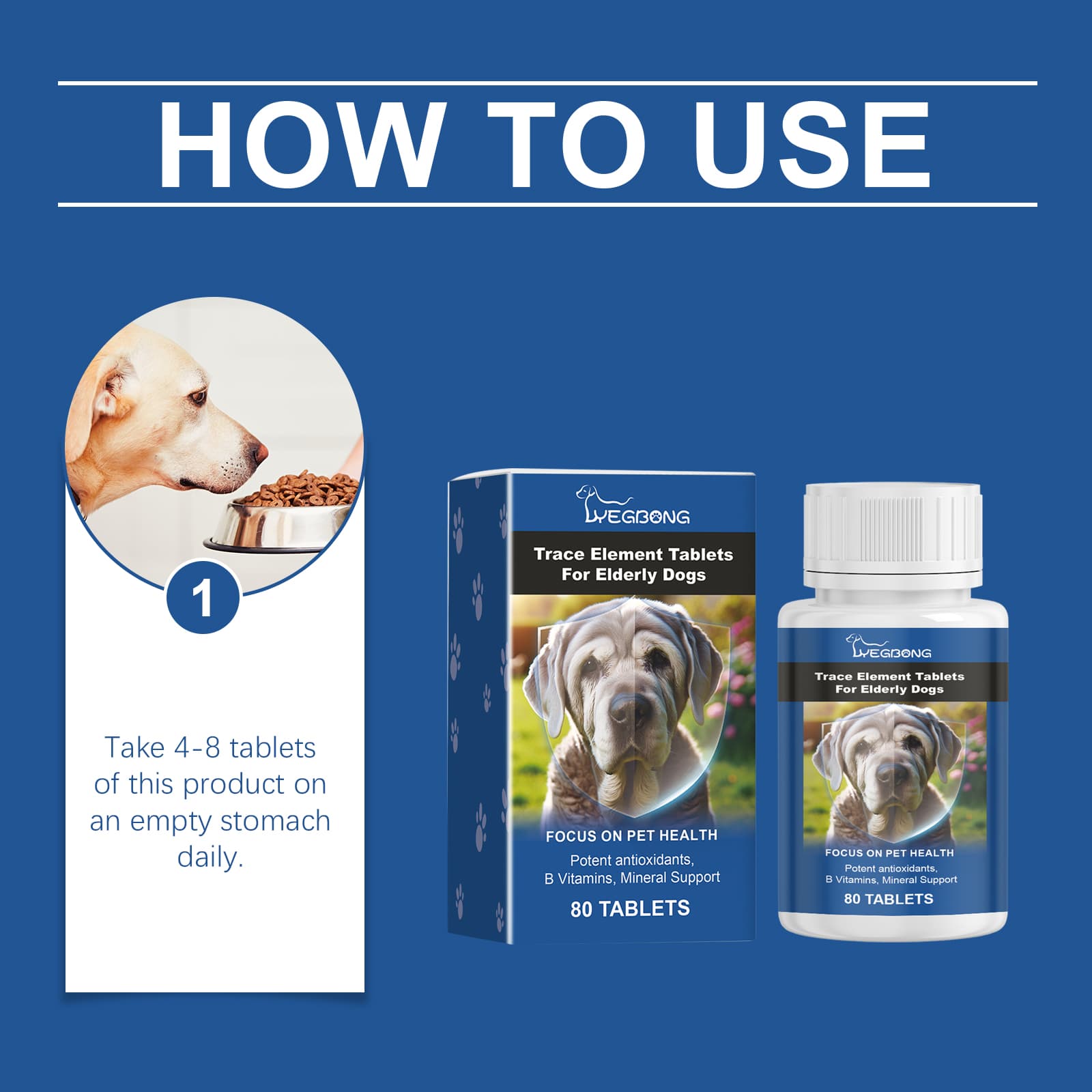 Trace Element Tablets For Senior Dogs Multimineral Supplement For Elderly Canines, Supports Bone Health, Skin Coat & Digestion