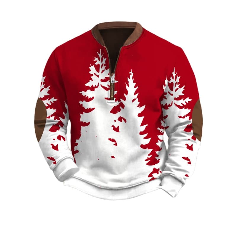 Cross Border European And American Zipper Hoodie Men's 3D Printed Men's Half Zipper Hoodie European And American Autumn And Winter Printed Hoodie