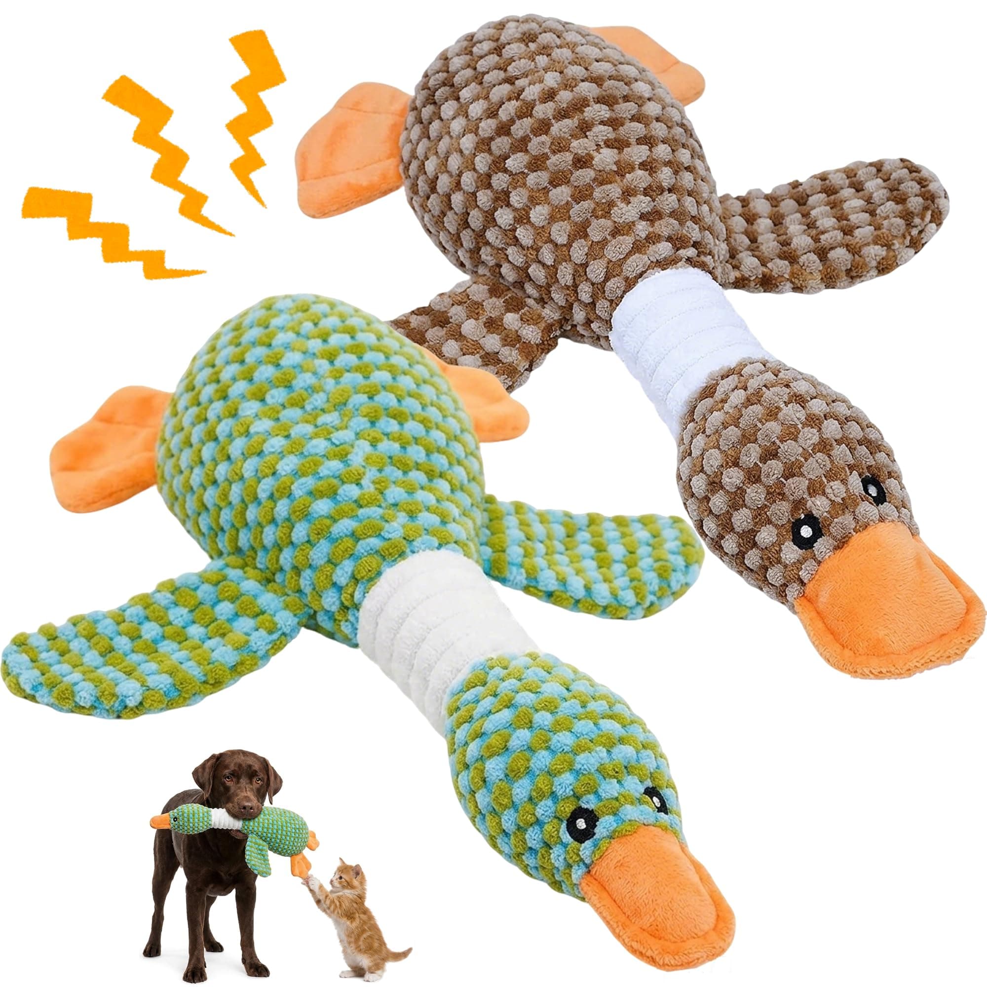 Dog Toys For Aggressive Chewers, Duck Plush Squeaky Crinkle Chew Toy For Puppies And Small Medium Large Dogs, Interactive Teething Toys To Reduce Boredom And Anxiety