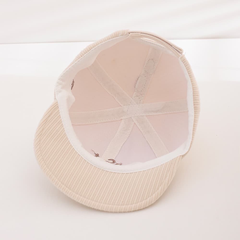 Boys And Girls' Corduroy Striped Embroidered Letter Cartoon Baseball Cap With A Top Band Suitable For Daily Outdoor Outings