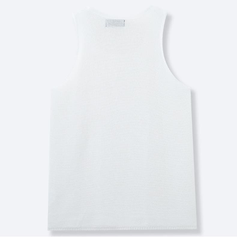 Men's Summer Solid Color Loose Sleeveless Knitted Tank Top, U-Neck Casual Knit Vest