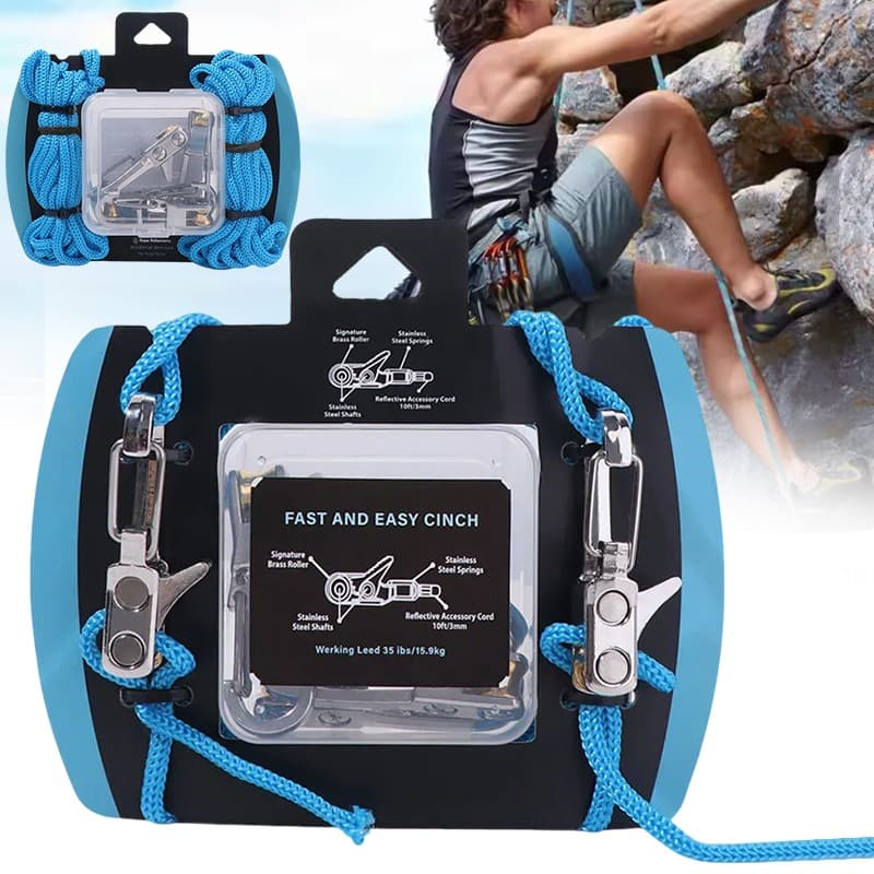 Non-Slip Rope W Roller Tensioner Lock Buckle Tie Down Rope Cargo Tightening
