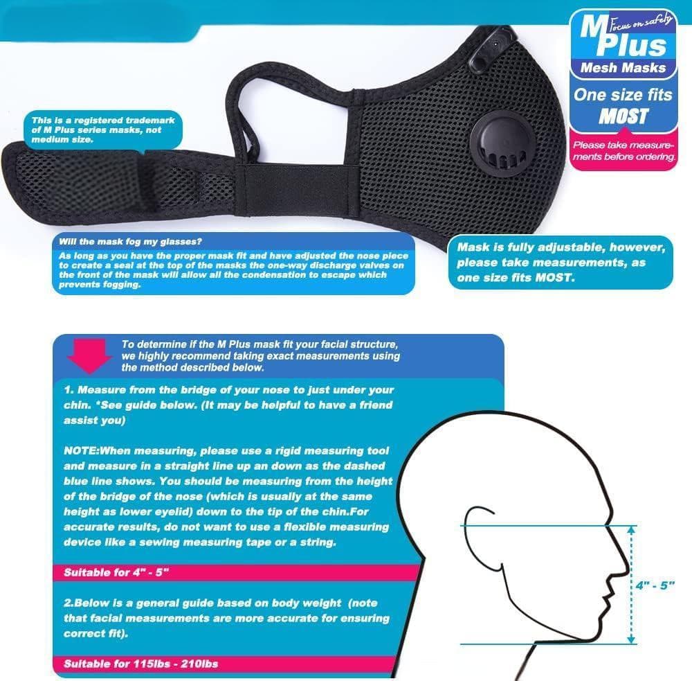 Sport Cycling Face Mask With Active Carbon Filter Breathing Valves Washable