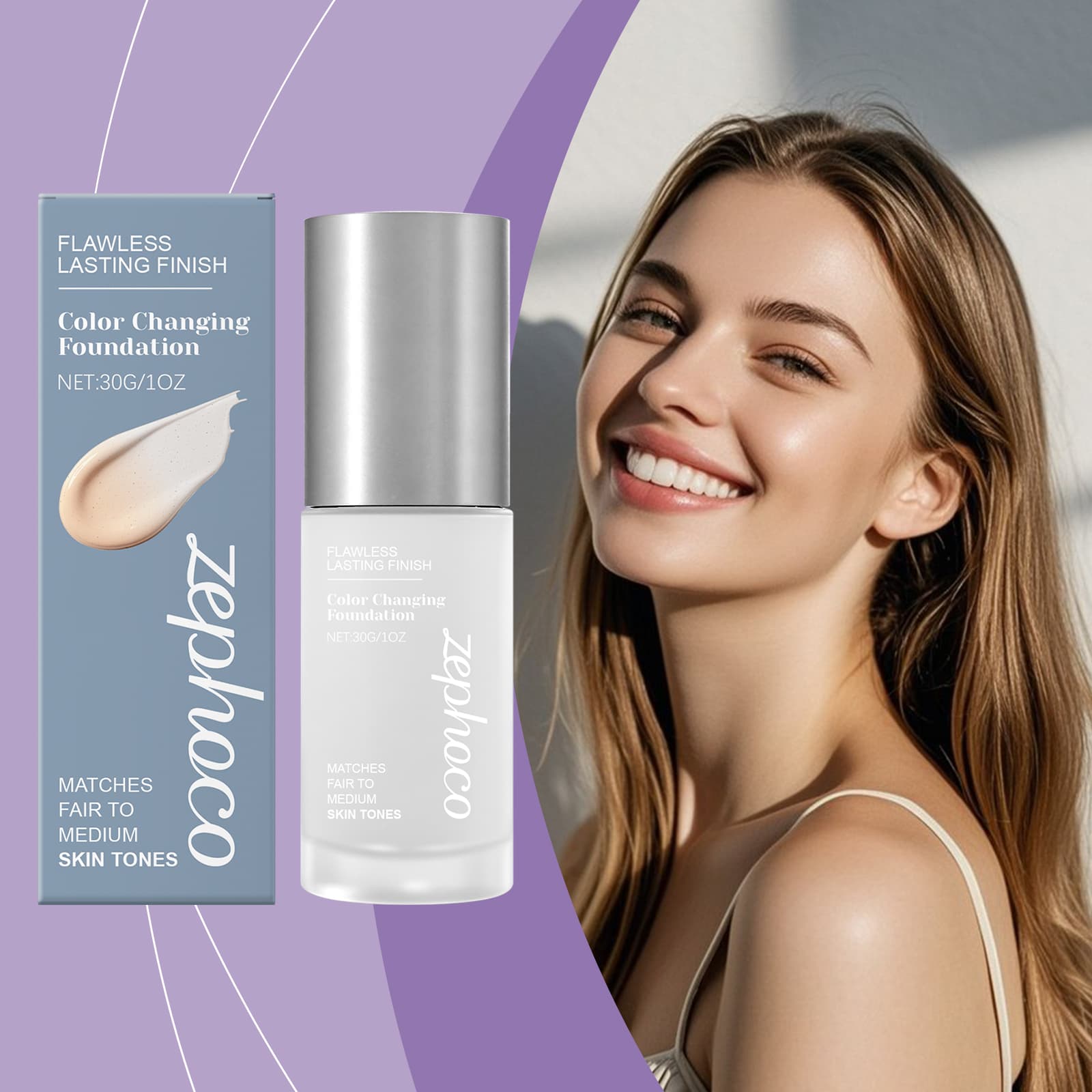 Natural Color Changing Light Makeup Foundation Make-up 30g-box Light, Thin, Delicate, Moist And Comfortable To Create A Daily Transparent Foundation