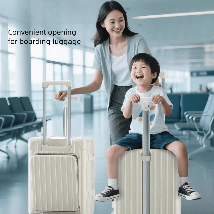 20 Inch Double Pull Rod Design Luggage Case, Can Be Seated, Front Open Lid Luggage Compartment, Silent Universal Wheels, Dry Wet Separation, T-shaped Pull Rod Travel Box