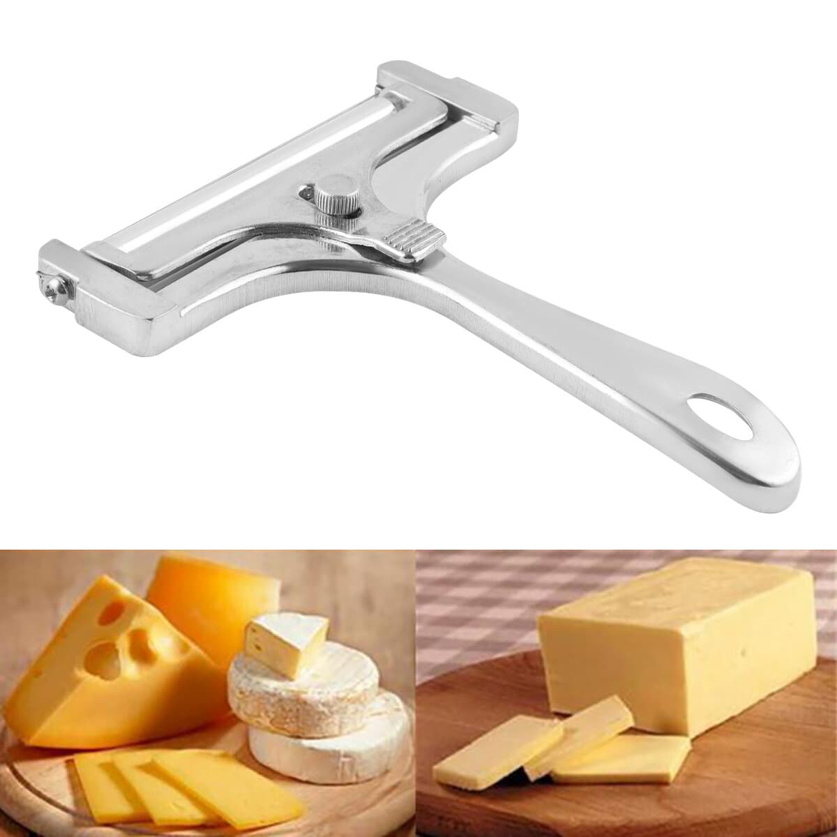 Stainless Steel Cheese Slicer Perfectly Adjustable Thickness Wire Cheese Cutter