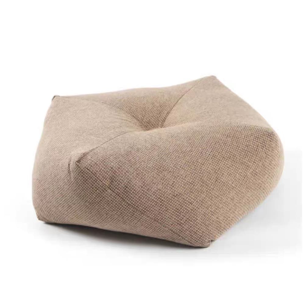 Square Linen Look Floor Cushion , Tufted Thick Floor Pouf Seat Pad For Tatami Bay Window Meditation, Blue & Coffee Colors