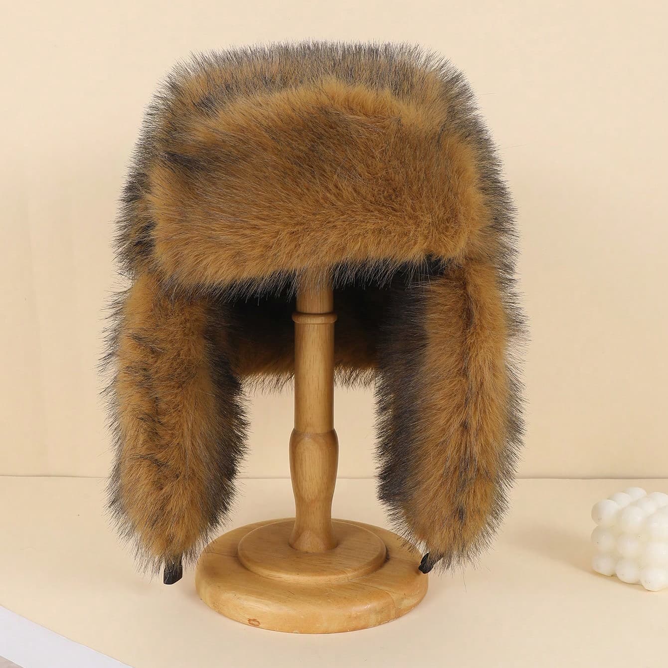 Thickened Fleece-lined Fur Hat For Autumn And Winter, Long Fur Faux Fur Winter Hat With Ear Protection, Outdoor Cold-proof Warm Hat For Winter