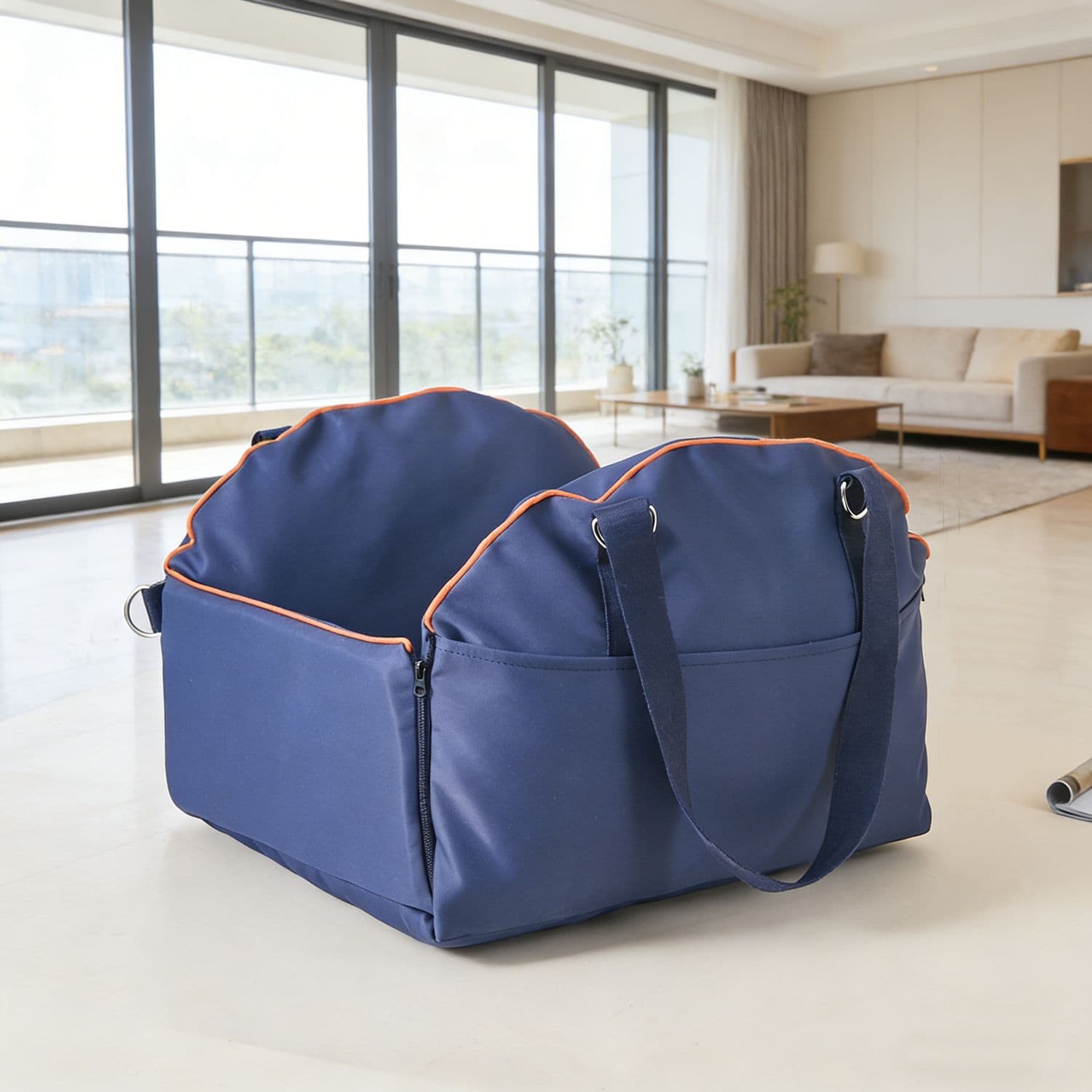 Multi-functional Portable Car Console Pet Carrier, Large-Capacity Dog Travel Bag