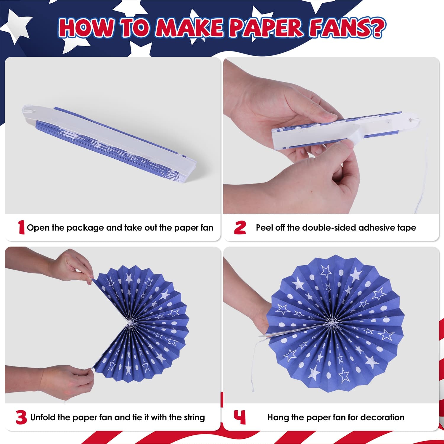 1Set 4th Of July Decorations Set,Patriotic Party Supplies With USA Foil Balloons Paper Fans Confetti Balloons Hanging Streamers Star Confetti Flags For Independence Day Memorial Day Veterans Day