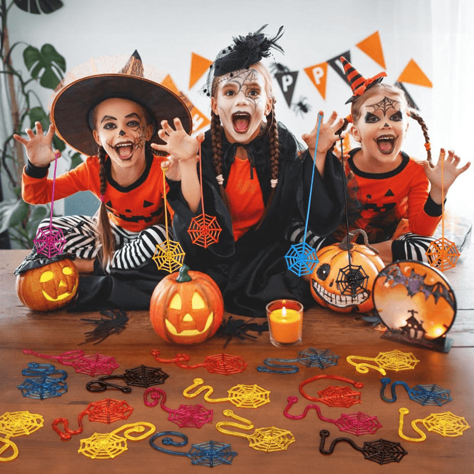 30 Pcs Sticky Spider Web Toys For Kids - Bulk Halloween Party Favors, Classroom Prizes & Goodie Bag Pinata Stuffers