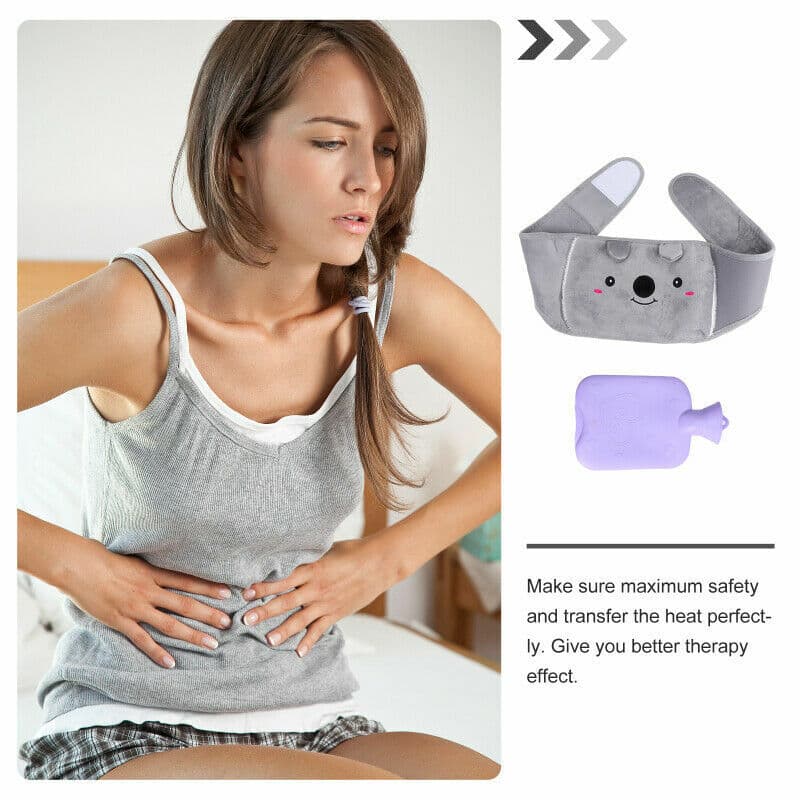 2PcsSet Hot Water Bottle Bag Rubber With Warm Plush Pouch Waist Cover Belt UK
