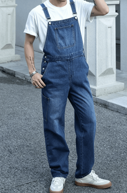 Mens Blue Jean Overalls Relaxed Fit Denim Bib Dungarees Casual Vintage Workwear US Warehouse Stock