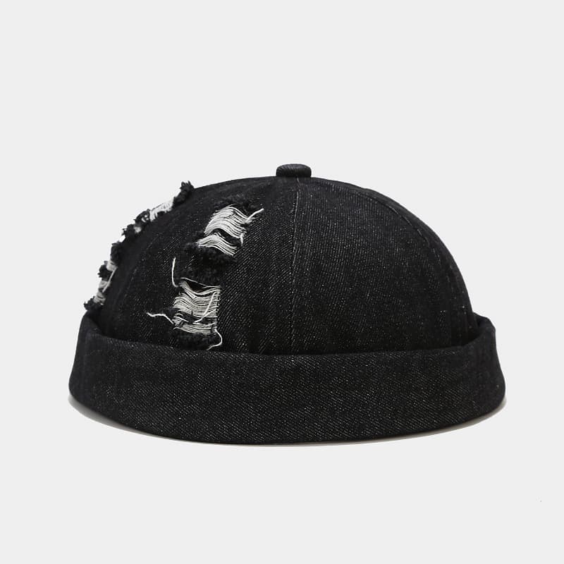 Summer Men's Single-color Light Board Foldable Frayed Washed Vintage Retro Casual Style No-visor Landlord Hat, Suitable For Daily Outdoor Use