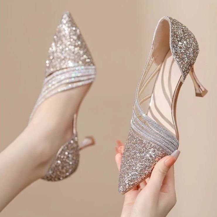 New Wedding Shoes For Bride Elegant Pointed Toe Women Slip On Pumps