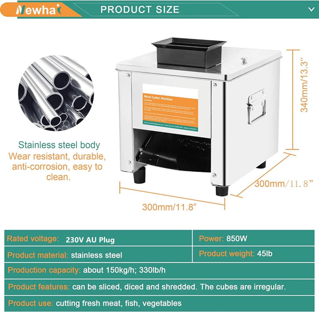 850W Electric Meat Cutter Machine 3.5mm Commercial Meat Slicer Shredder AU