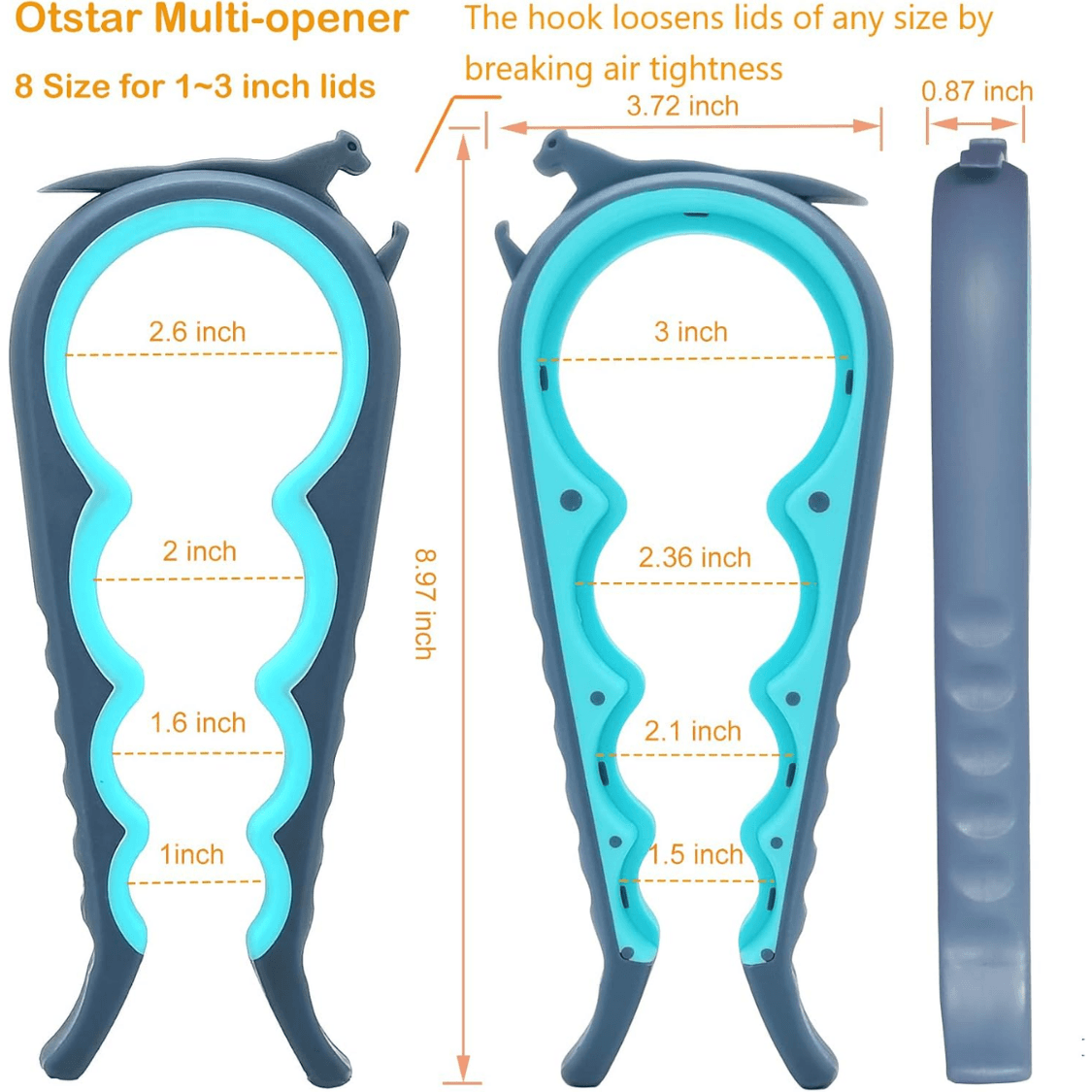 Jar Opener & Bottle Opener For Seniors With Arthritis, Weak Hands Adjustable Lid Opener Effortlessly Opens Jars, Bottles