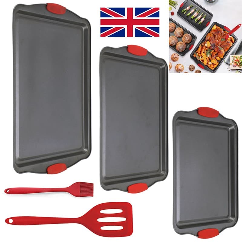 5 PIECESET Premium Bakeware Non Stick Baking Trays Oven Sheets Roasting