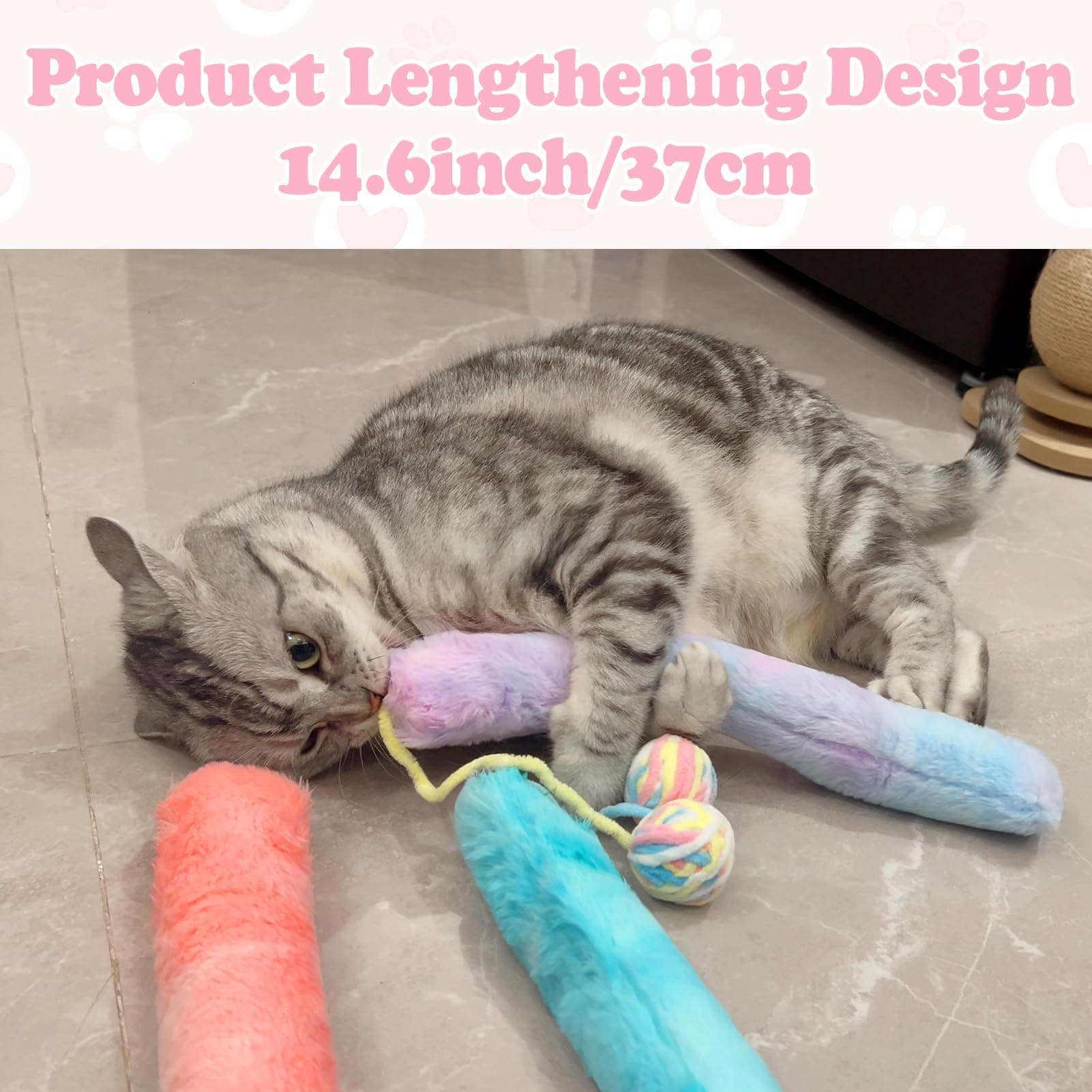 Cat Kicker Toy Large 3pcs, Cat Catnip Toys With Bell Interactive Kitten Toys For Indoor Cats 14.6in