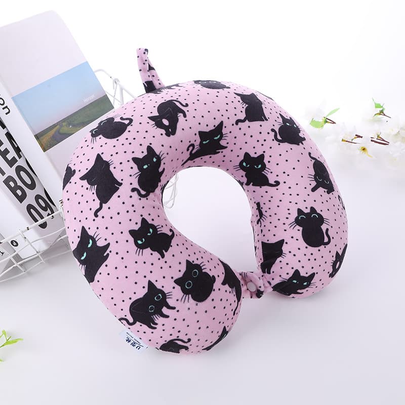 Cartoon Printed Memory Foam U Shaped Neck Pillow , Paris Tower   Lack Cat Penguin Travel Pillow For Airplane Car Office Nap