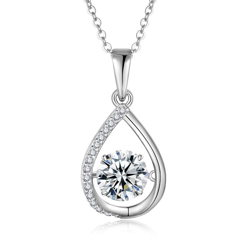 S925 Sterling Silver 1ct D Color VVS1 Moissanite Teardrop Necklace 45cm Platinum Gold Plated GRA Certified Gift Box