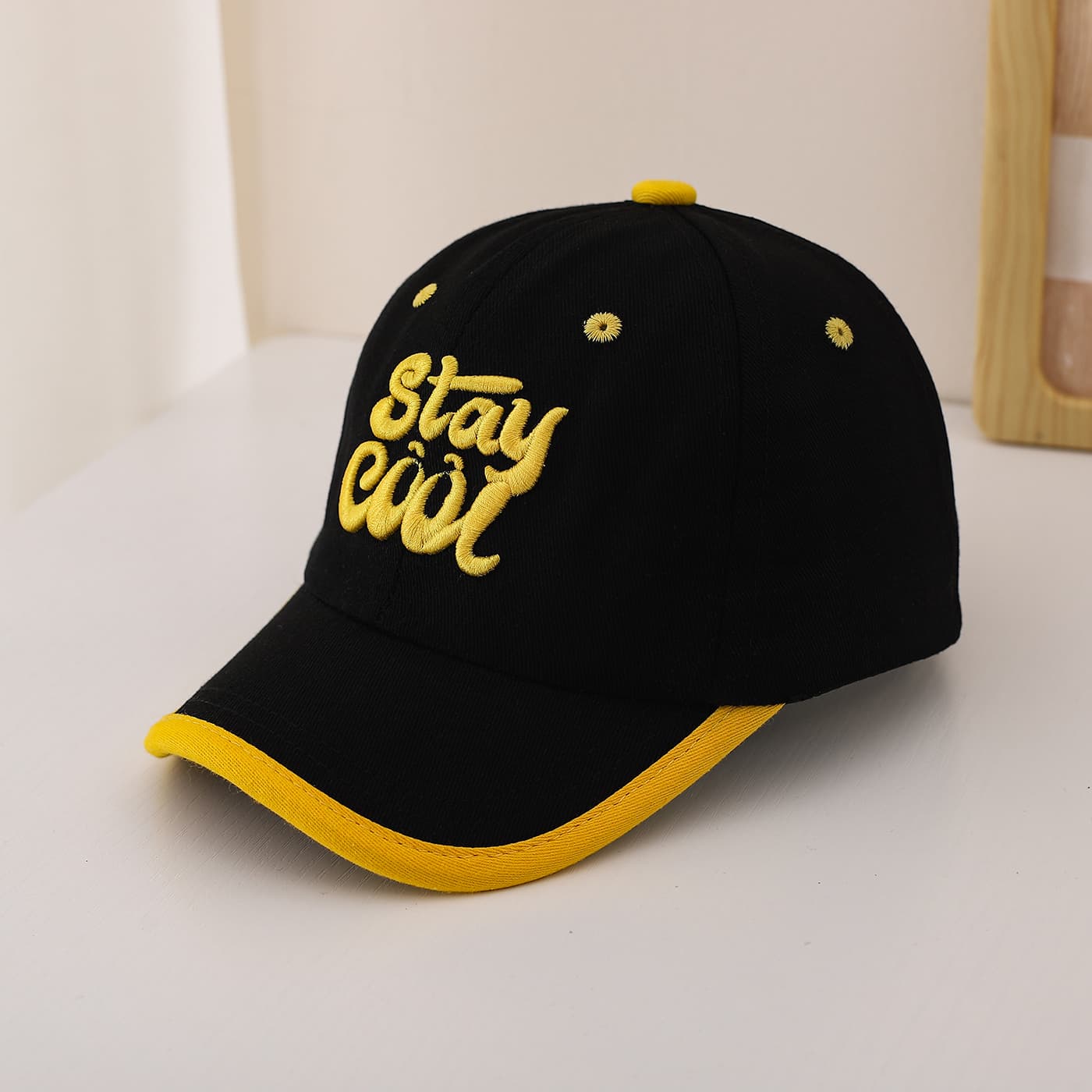 Children's Multi-color Edge-stitching Creative Font English Embroidery Adjustable Trendy Baseball Cap Fashionable Sport Shopping
