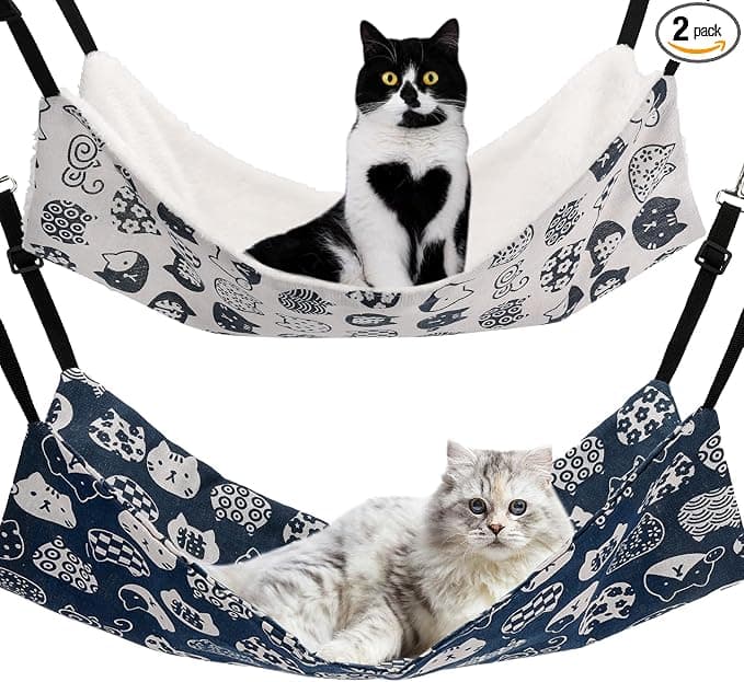 2-Pack Reversible Hanging Pet Hammock Beds For Cats, Ferrets, Puppies, And Small Animals, Medium