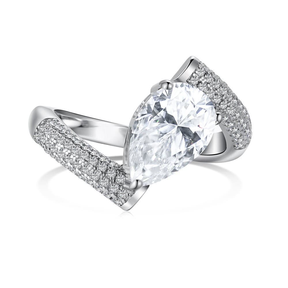 S925 Silver Platinum Plated Pear Cut Ring For Women, 7x11mm 3.0ct D Color VVS1 Moissanite, US Size 5-9, 4.8g Jewelry With GRA Certificate & Gift Box