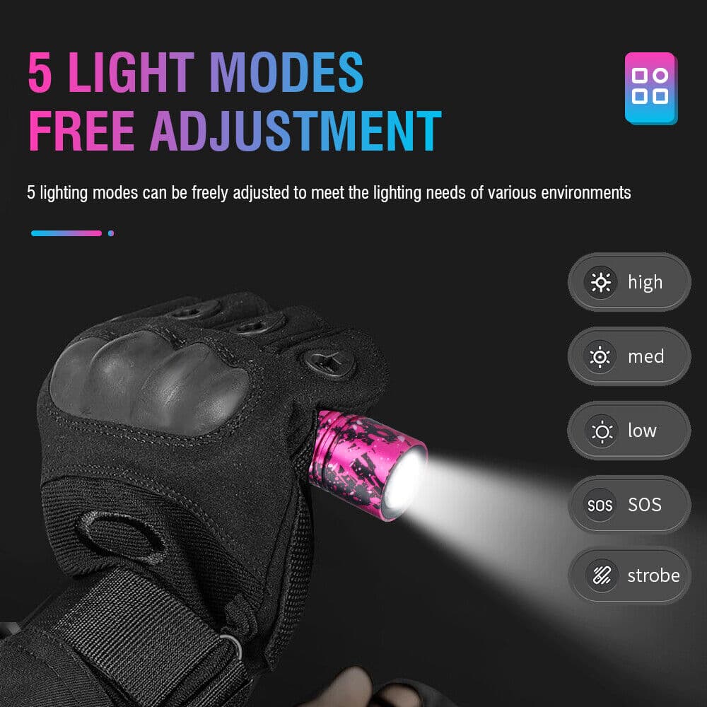 800LM Pocket LED Tactical Flashlight Torch USB Rechargeable Light Lamp Hiking