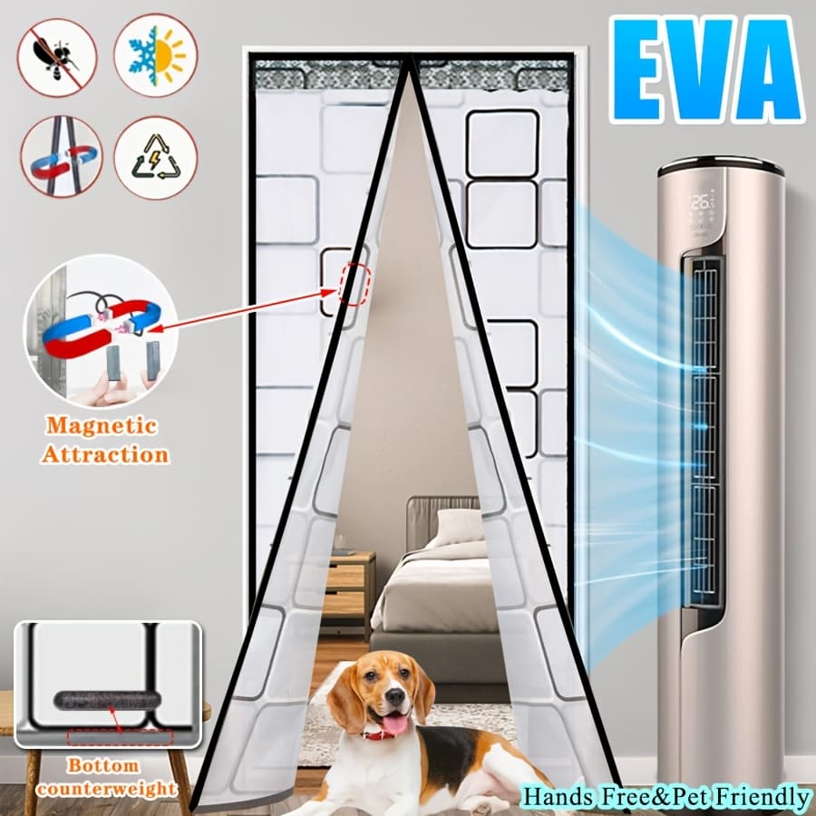 Classic Country-style EVA Polyethylene Air Conditioner Door Curtain, Magnetic Closure, Windproof, Blocks Cold Air, Smoke Barrier, Easy To Install, Suitable For All Seasons, Waterproof, Unlined, Plain