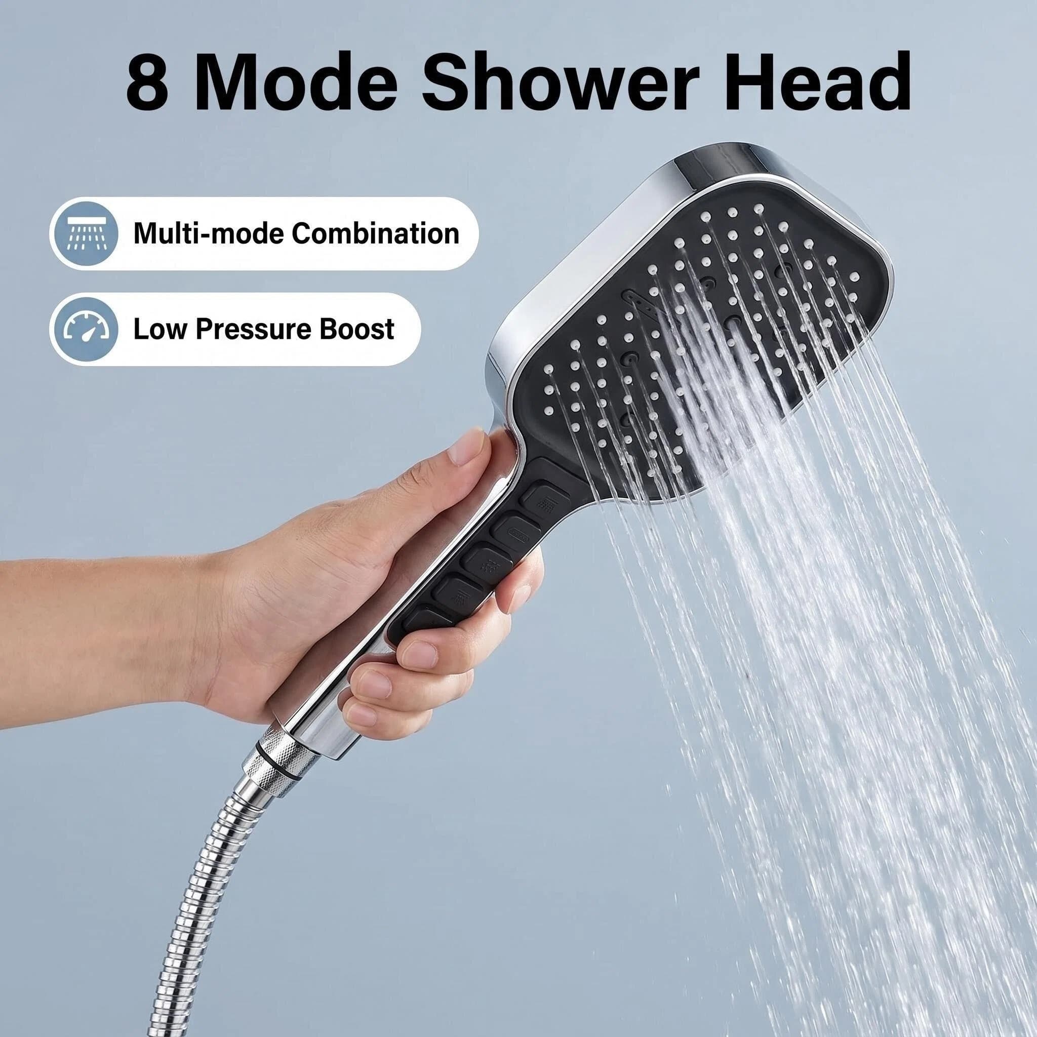 Handheld Shower Head With Multiple Modes & 4-Button Combo