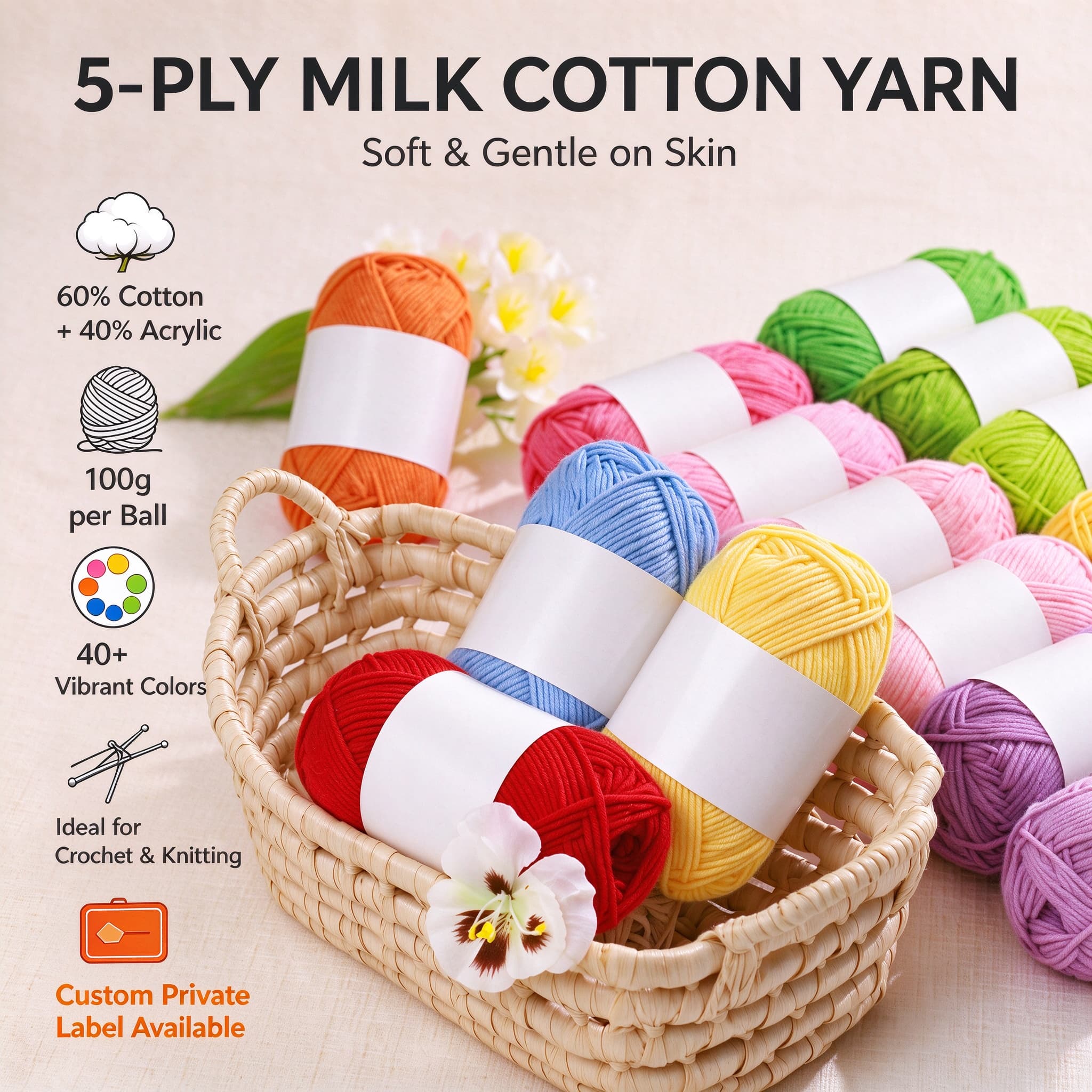 5Ply Milk Cotton Yarn Crochet Knitting DIY Amigurumi