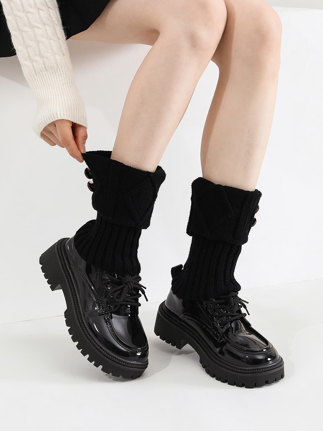 Women Winter Warm Crochet Knit Short Leg Warmer Short Boot Cuffs Socks Ladies Middle Tube Leg Warmer Socks