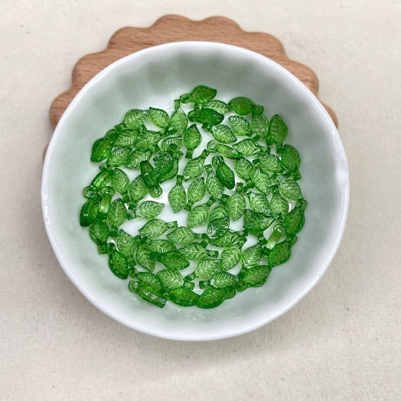 Tiny Translucent Acrylic Leaf Charms, Top-Hole Veined Mini Beads For DIY Hanfu Pendant Drops, Earrings & Jewelry Making.