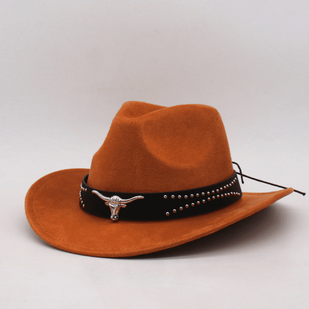 Retro Western Cowboy Hat With Horn Decorative Buckles - Leather Cap For Parents And Children - Outdoor Prairie Photography Hat - Knight's Cap