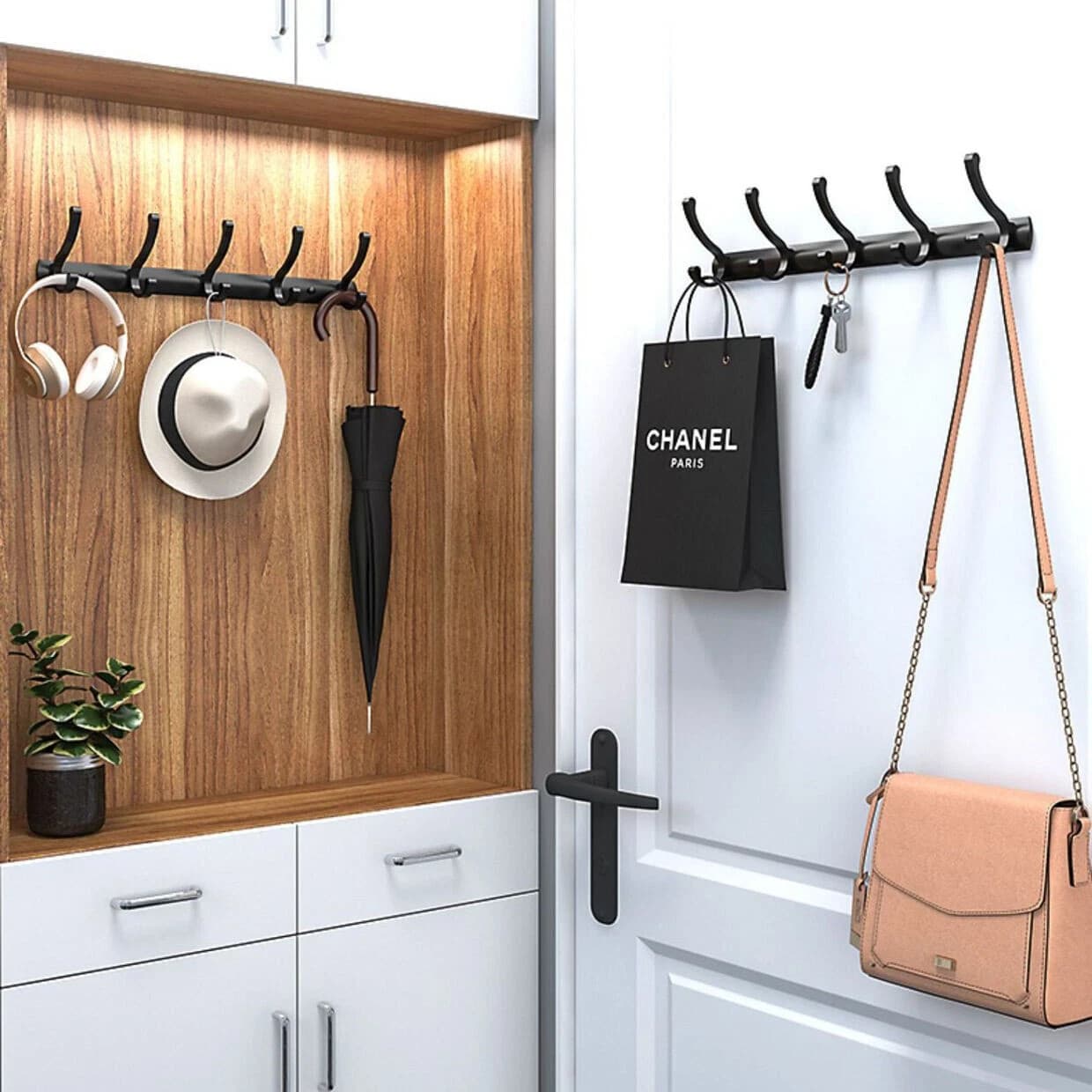 12 Hooks Aluminum Key Coat Clothes Door Holder Rack Hook Wall Mounted Hanger