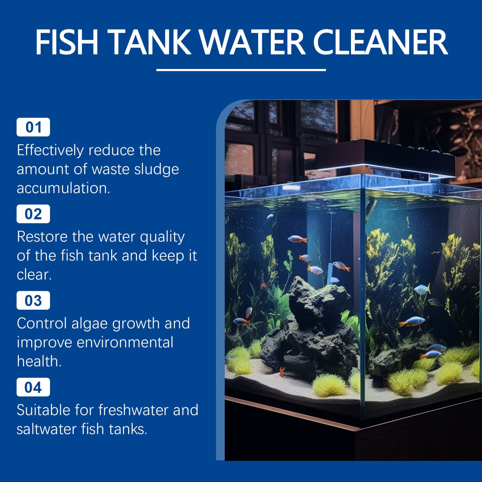 YEGBONG Aquarium Water Clarifier Cleans Aquarium Stains And Sludge, Clarifies Water Quality, And Controls Algae Growth.