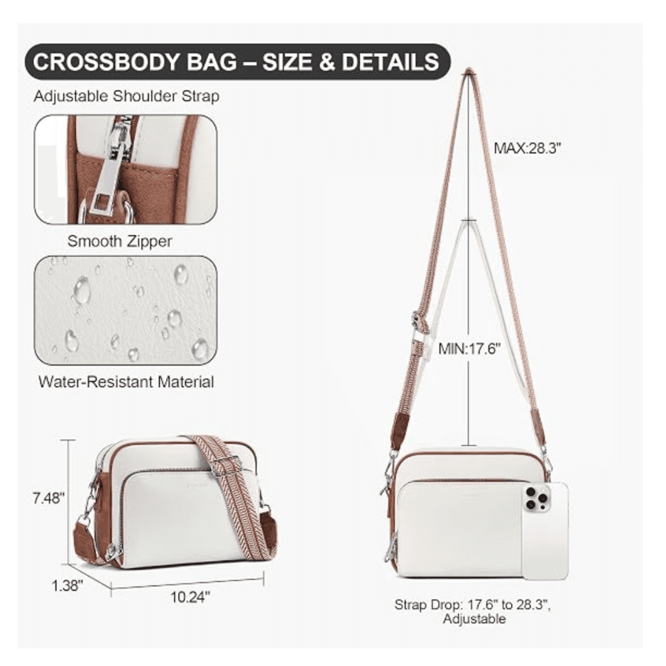 Crossbody Purses For Women Vegan Leather Travel Anti Theft Bags Guitar Strap Shoulder Purse With Built In Wallet