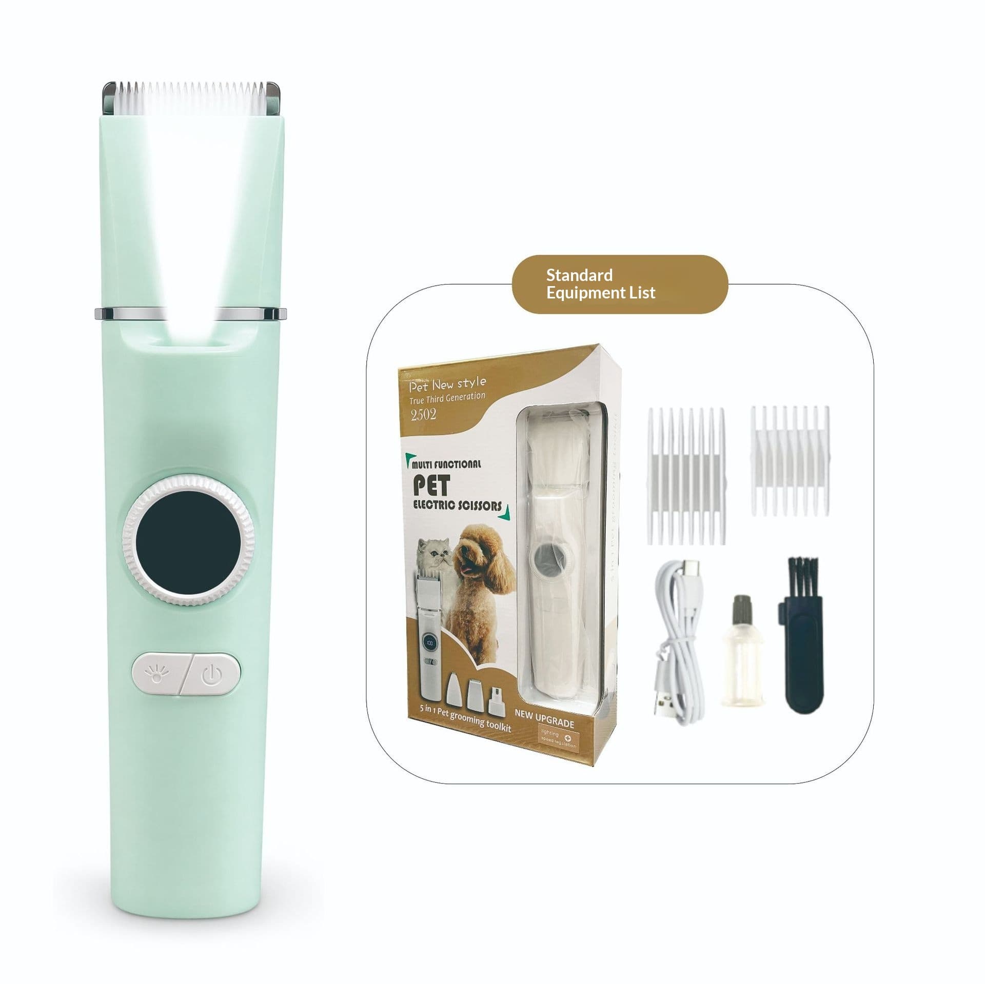Electric Pet Hair Clipper With Digital Display, Multi-functional Grooming Kit