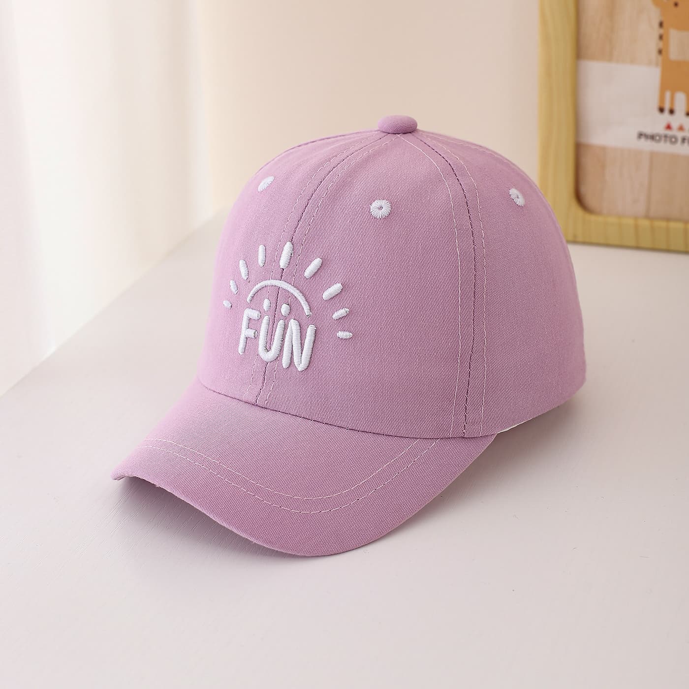 Children's Single-color Three-dimensional Letter Sun Embroidery Adjustable Simple Casual Baseball Cap Suitable For Outdoor Outings And Shopping